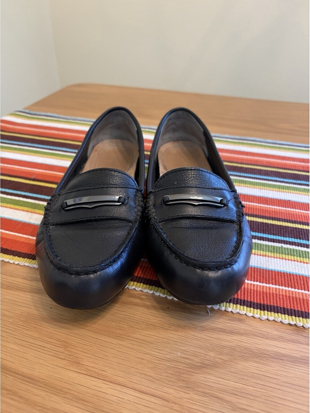Vionic Ashby Driving Shoes Loafers Womens Black Size 8 Moccasins Leather Flats